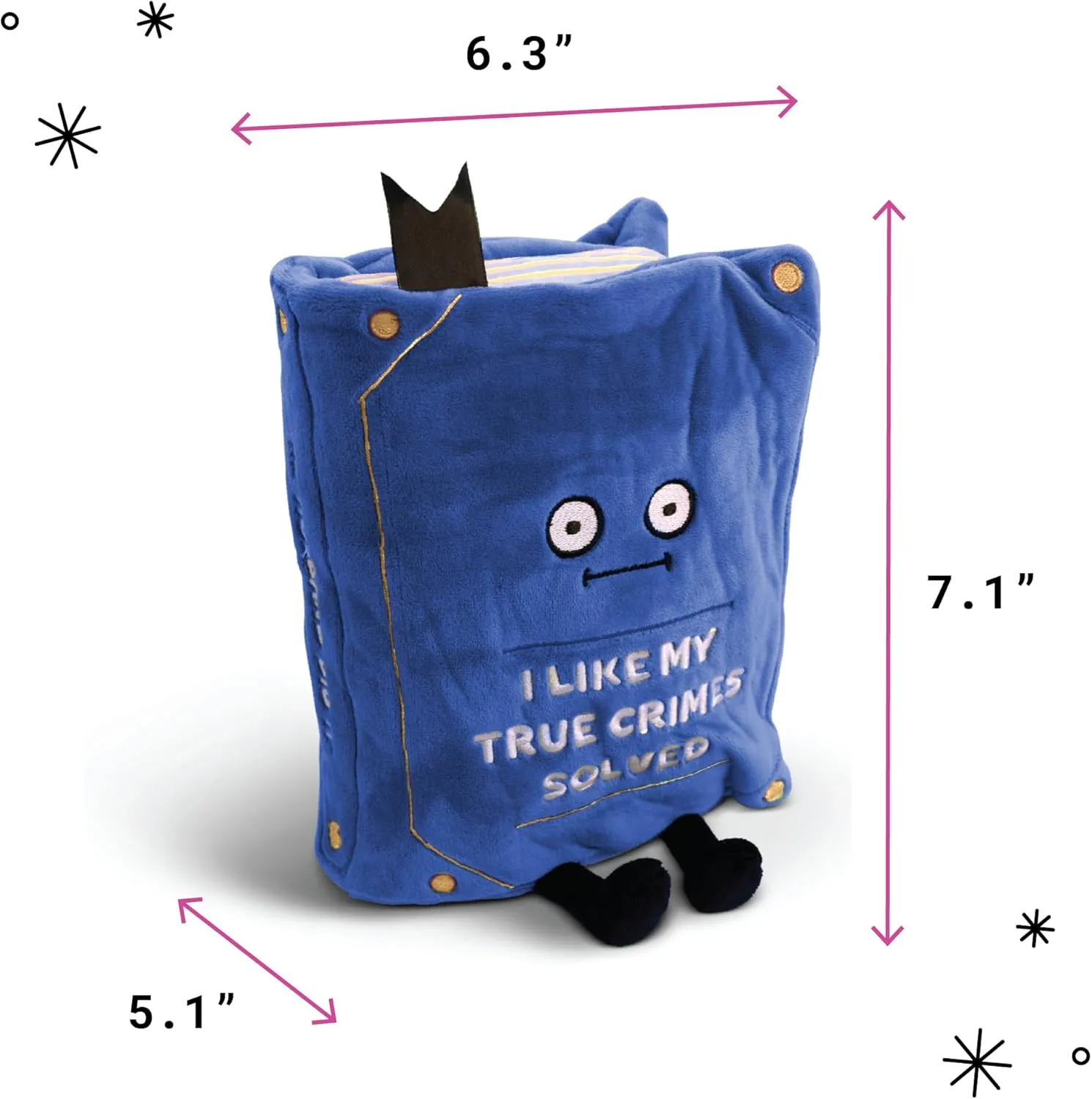 Book Plushie - I Like My True Crimes Solved, Funny Plush Gift for Book Lovers, Silly Toy for Gifting