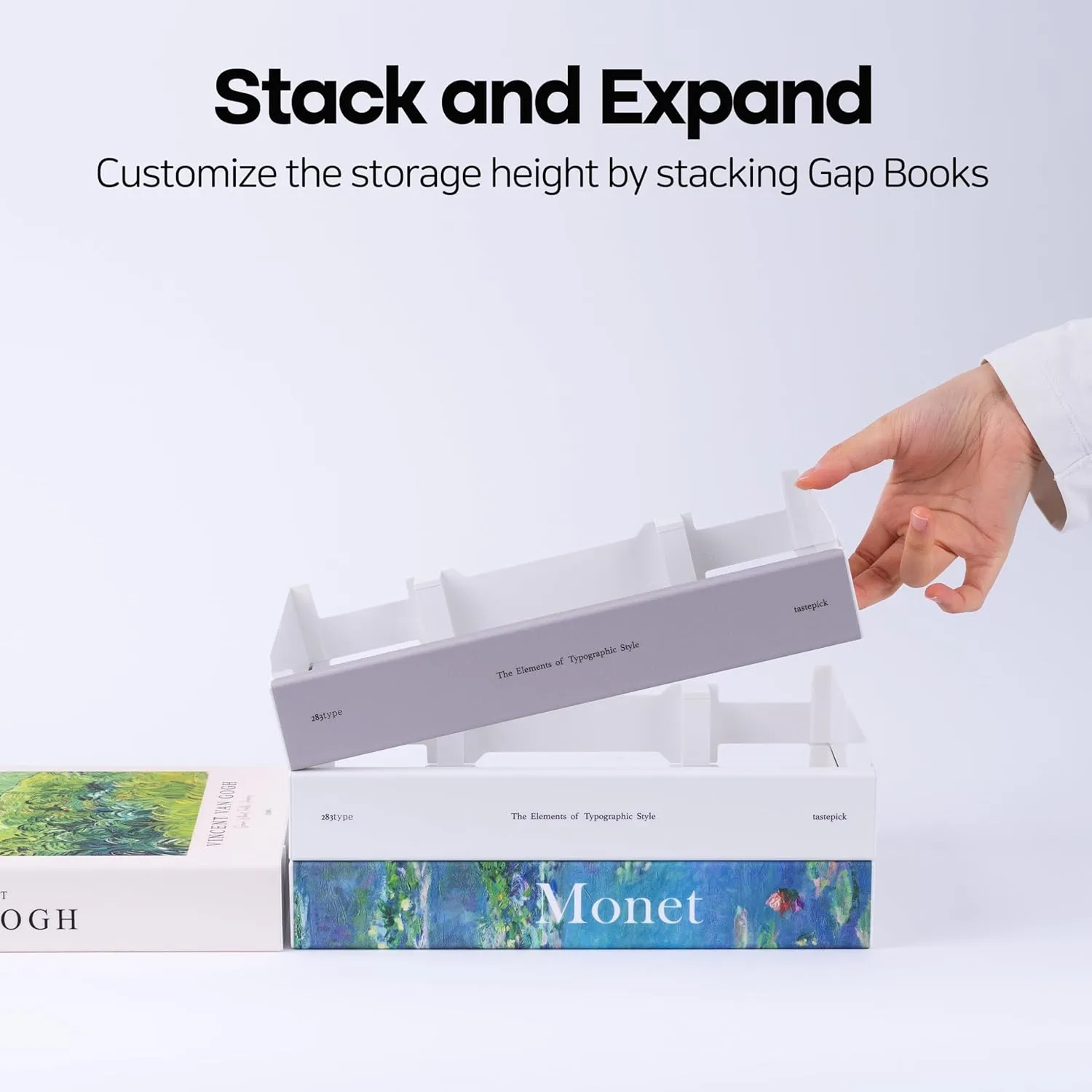 Book Shape Decorative Cable Management Box - Expandable Cable Organizer Box with Magnetic Closure for Home & Office (Gogh Monet, Large)