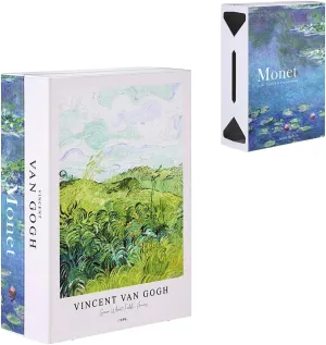 Book Shape Decorative Cable Management Box - Expandable Cable Organizer Box with Magnetic Closure for Home & Office (Gogh Monet, Large)