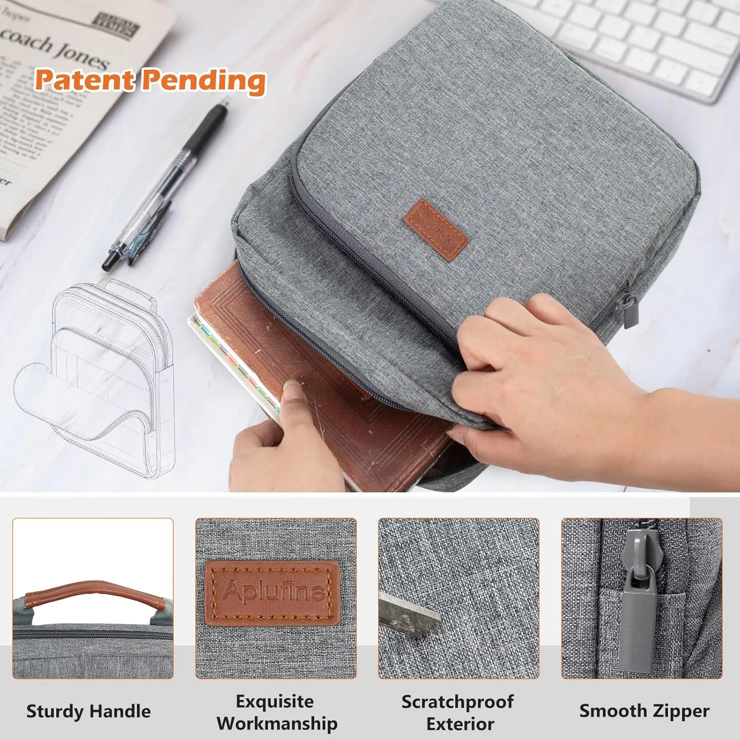 Book Sleeve with Zipper, Book Pouch 11" X 9", Book Protector Pouch, Book Sleeve for Book Lovers, Book Cover, Book Carrying Case for Book Accessories, Study Suppliers