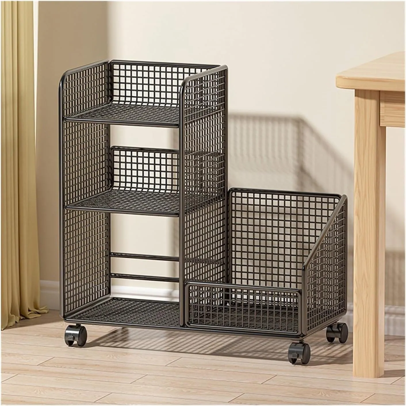 Bookshelf Bookshelf Movable bookshelf desk floor storage rack school bag book storage cabinet office wheeled trolley Book Shelf
