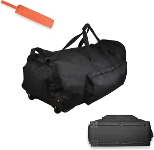 Brentmoor Drum Hardware Bag - Large Black Rolling Duffle Bag with Wheels - Foldable Luggage Bag for Travel - Complete with Drum Stick Carry Bag