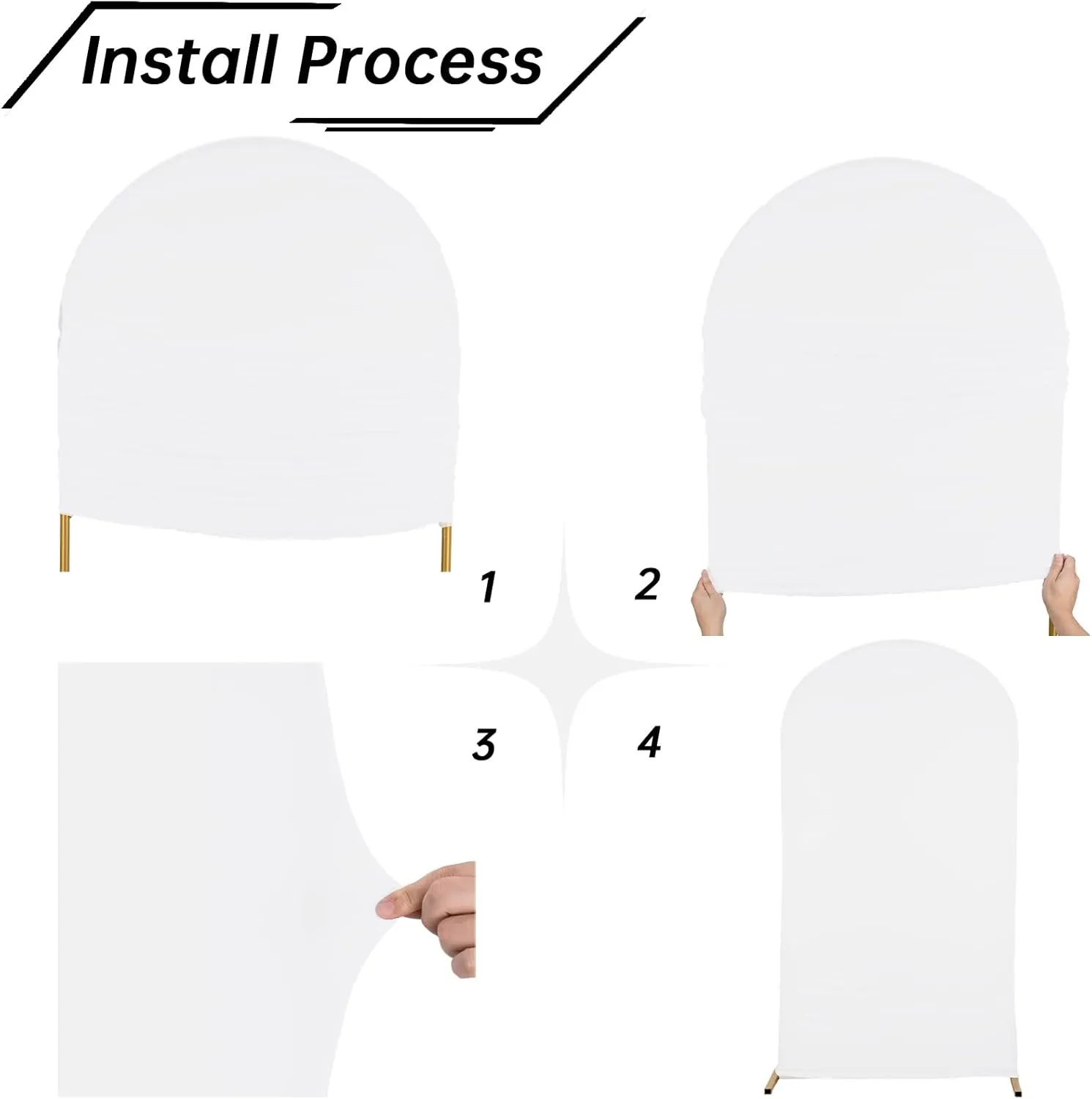 bricia Wedding Arch Backdrop Stand Cover, 6FT Double Sided Stretchy Arch Cover Fitted Wedding Birthday Party Banquet Decoration (White)