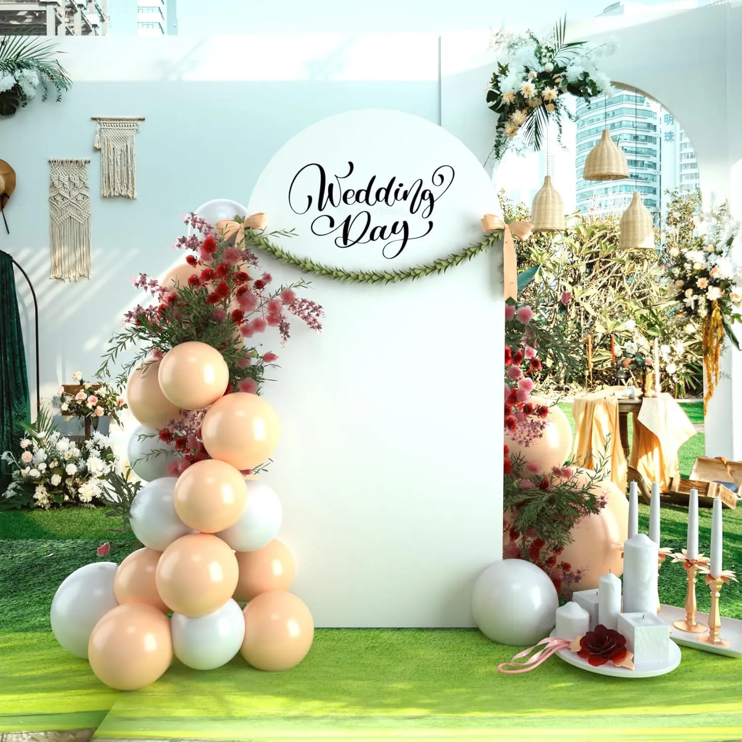 bricia Wedding Arch Backdrop Stand Cover, 6FT Double Sided Stretchy Arch Cover Fitted Wedding Birthday Party Banquet Decoration (White)