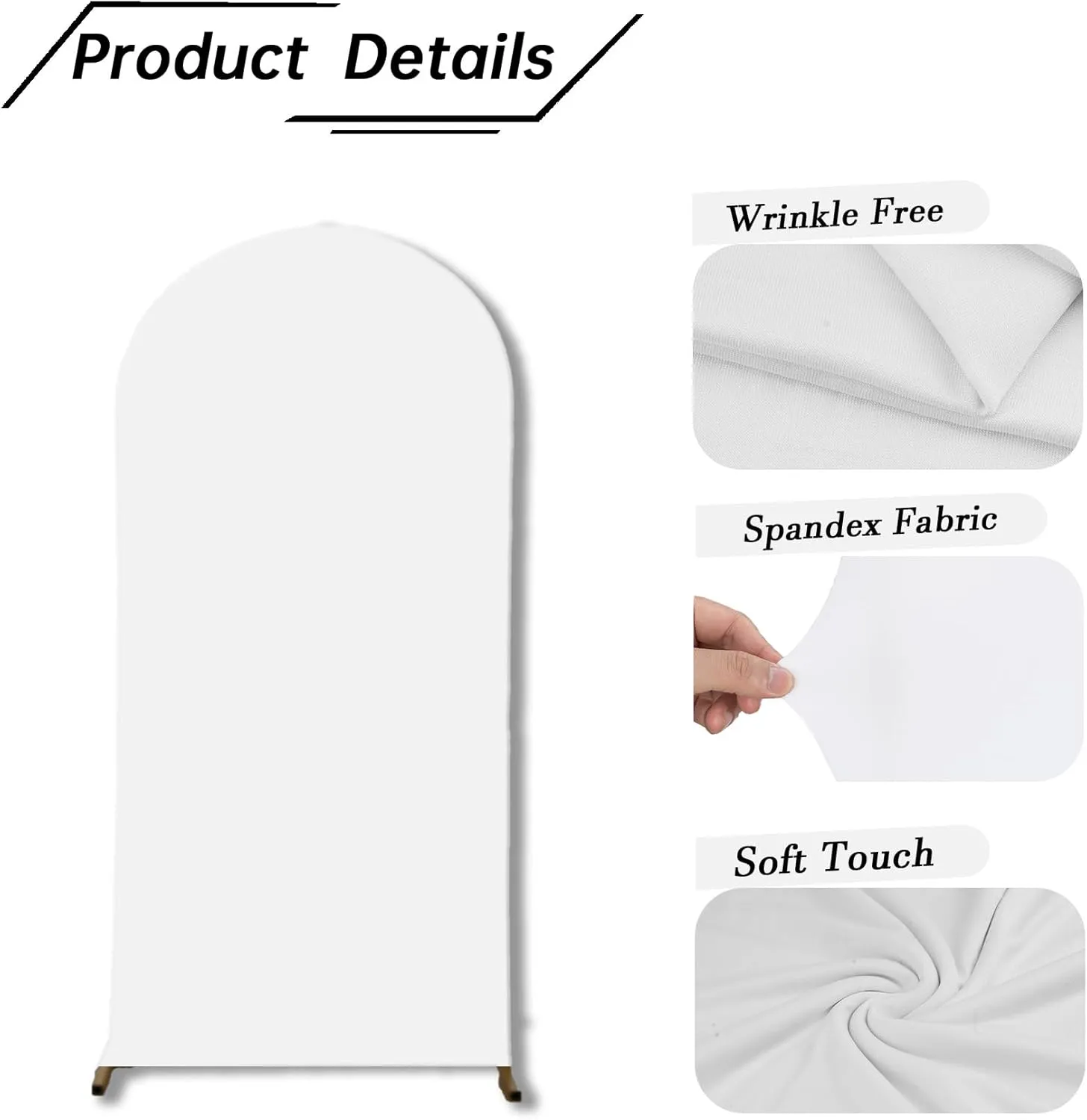 bricia Wedding Arch Backdrop Stand Cover, 6FT Double Sided Stretchy Arch Cover Fitted Wedding Birthday Party Banquet Decoration (White)
