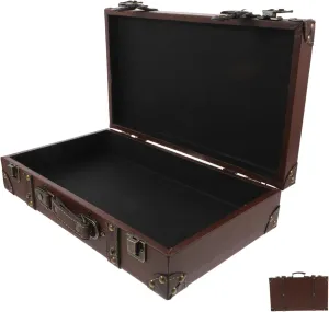British Vintage Suitcase Storage Box Vintage Leather Travel Trunk Decorative Luggage Decor for Home Office