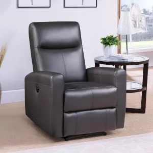Brown Power Recliner with Square Armrest, Contemporary Design, Enhanced Comfort with Pocket Coil Seat Construction