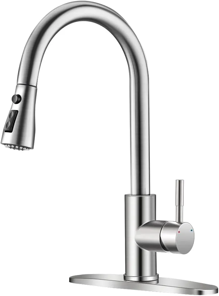 Brushed Nickel Kitchen Faucets with Pull Down Sprayer Kitchen Sink Faucet with Pull Out Sprayer Single Hole Deck Mount Single Handle Stainless Steel Grifos De Cocina 866068SN