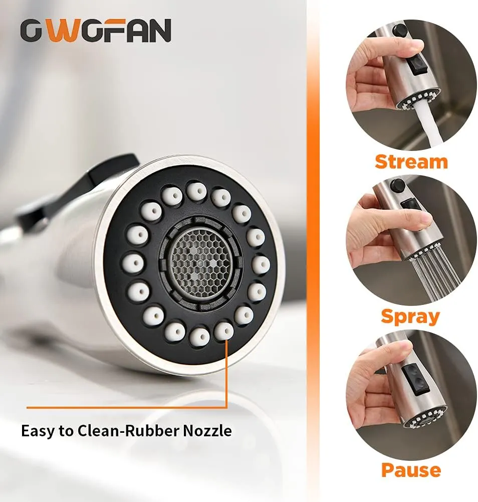Brushed Nickel Kitchen Faucets with Pull Down Sprayer Kitchen Sink Faucet with Pull Out Sprayer Single Hole Deck Mount Single Handle Stainless Steel Grifos De Cocina 866068SN