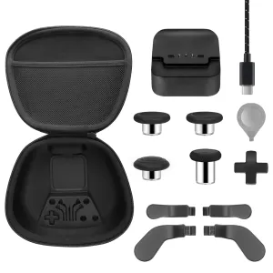 BSUZUN Complete Component Pack for Xbox Elite Controller Series 2 - Accessories Includes 1 Carrying Case, 1 Charging Dock, 1 Charger Cable, 4 Thumbsticks, 4 Paddles and 1 Adjustment Tool(BLACK)