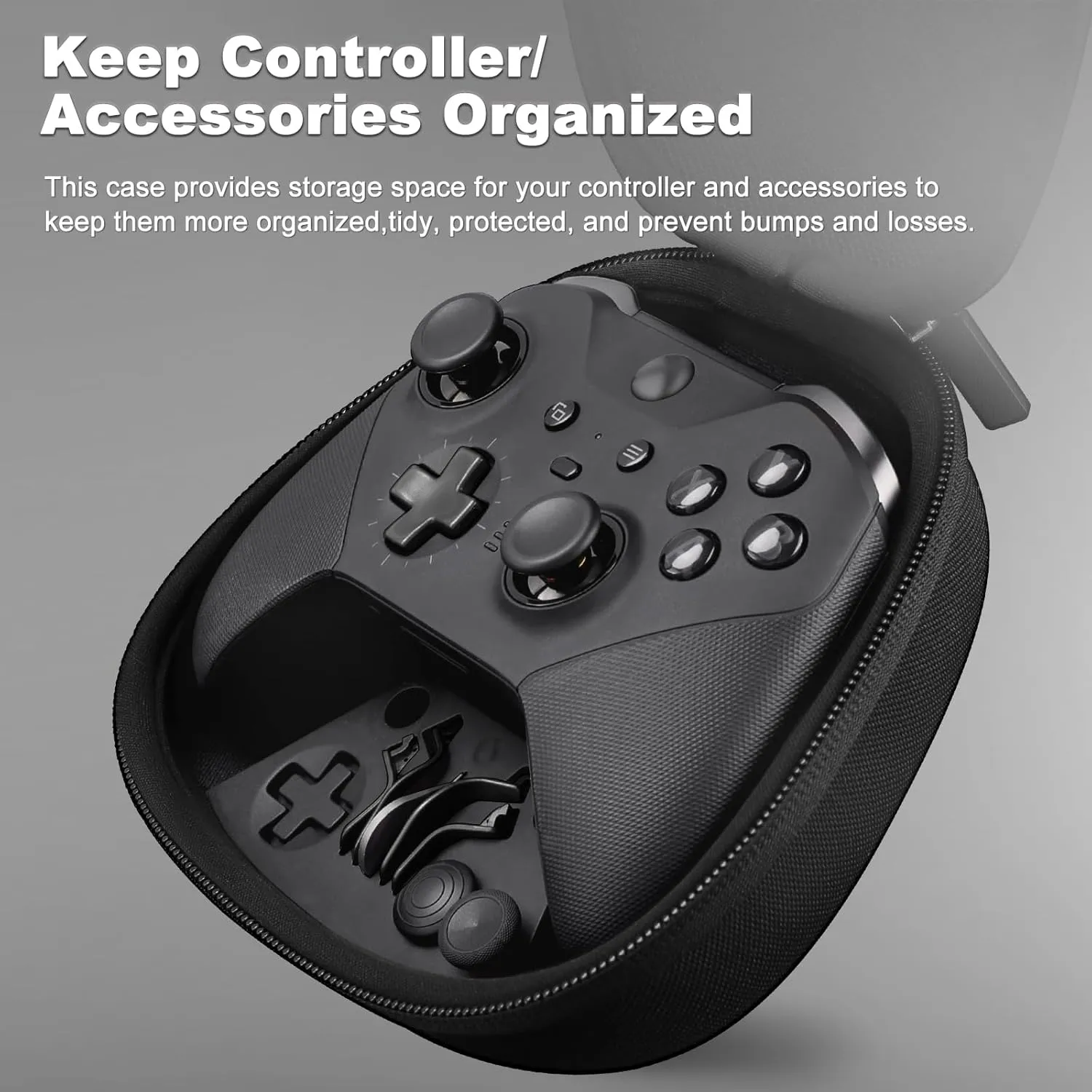 BSUZUN Complete Component Pack for Xbox Elite Controller Series 2 - Accessories Includes 1 Carrying Case, 1 Charging Dock, 1 Charger Cable, 4 Thumbsticks, 4 Paddles and 1 Adjustment Tool(BLACK)
