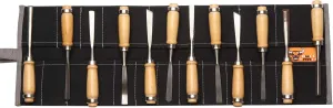 BT 18-503 Wood Working & Carving Tool Storage Organizer Tool Roll Dyed Heavy Weight Cotton Canvas 24 Pocket (Coal Black) - (Tools are not included)