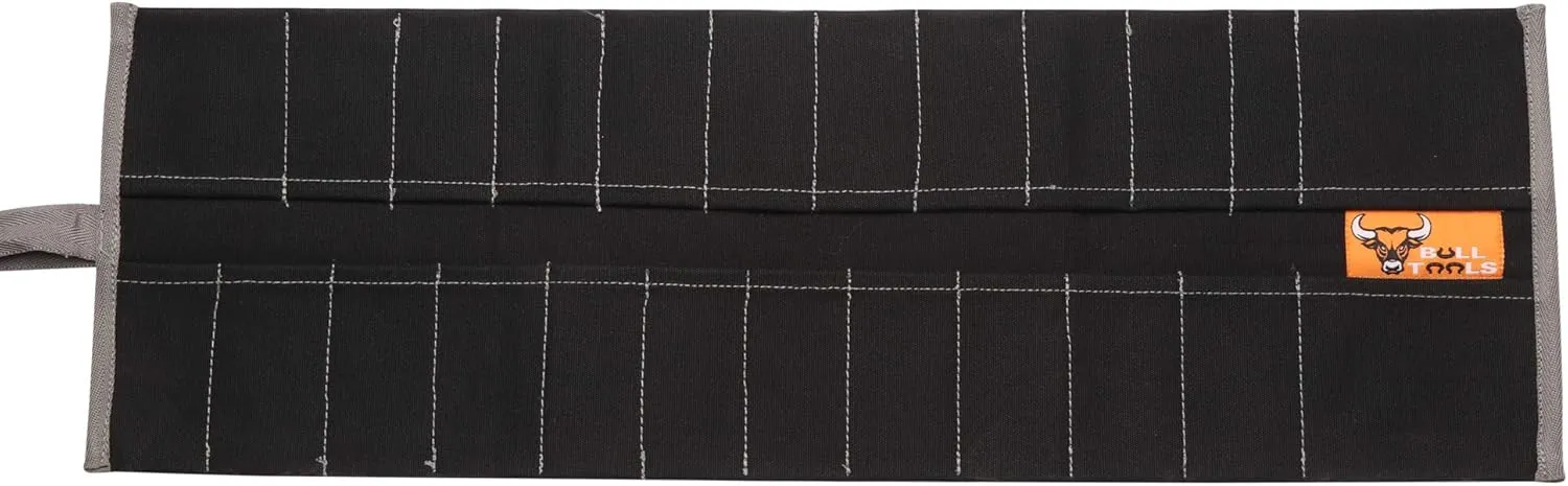 BT 18-503 Wood Working & Carving Tool Storage Organizer Tool Roll Dyed Heavy Weight Cotton Canvas 24 Pocket (Coal Black) - (Tools are not included)