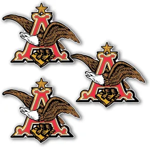 Budweiser Beer Eagle Germany Drink Vinyl Sticker Art Decal Set of 3 Pieces - 5'' Longer Side