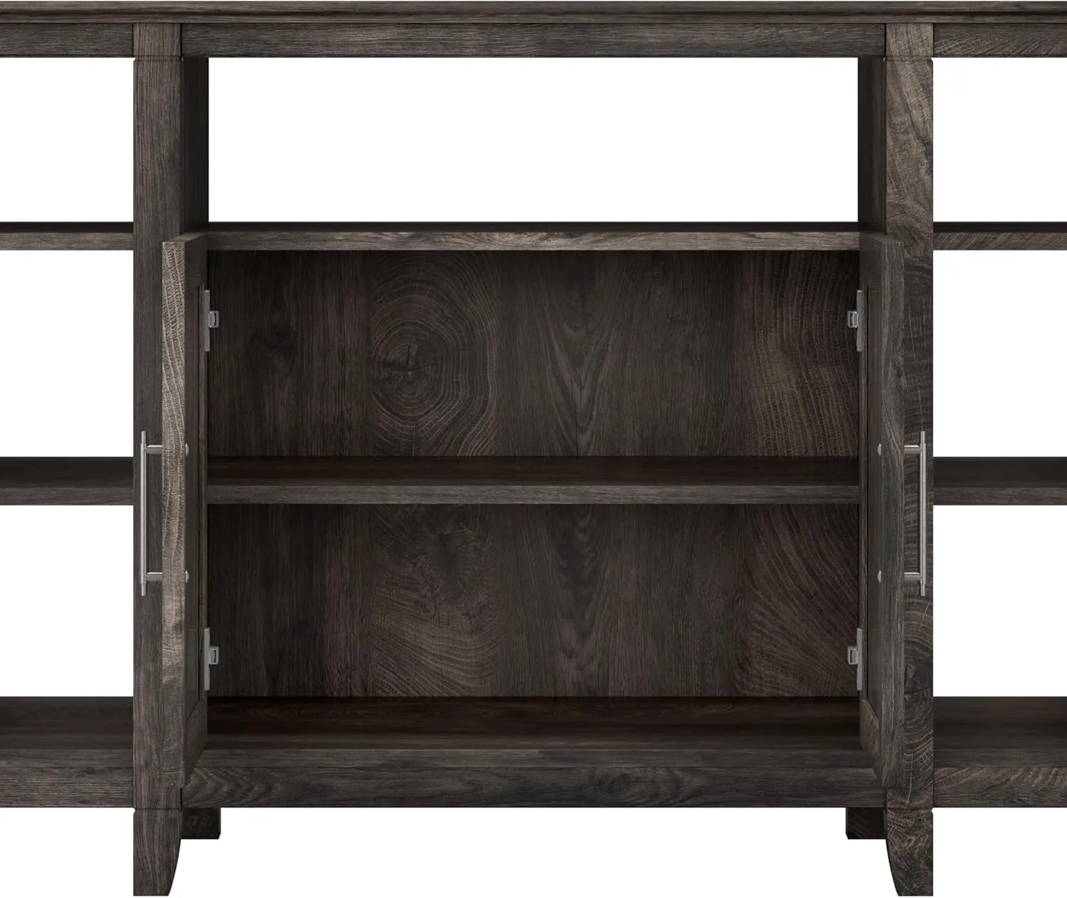 Bush Furniture Key West Tall TV Stand for 65 Inch TV in Dark Gray Hickory, Farmhouse Entertainment Center with Storage