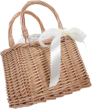 Cabilock 1Pc Hand Woven Rattan Decorative Flower Basket Small Storage Container with Lining for Home Wedding Decor Exquisite Design and Stylish Storage