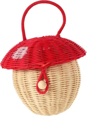 Cabilock Rattan Mushroom Handbag Storage Basket Boys and Girls Decorative Woven Basket for Halloween Random