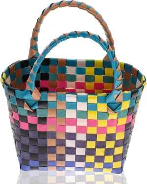 Cabilock Tote and Beach Handle Basket Outdoor Colored Picnic Capacity Toy Storage Grocery Egg Market Wicker Home Bag Handles Reusable Large Travel Gathering Container Shower with Fruit