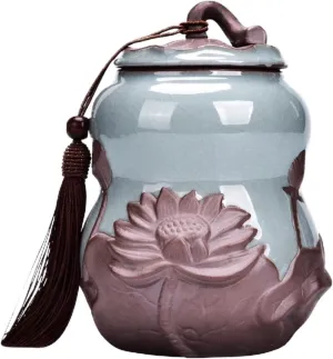 Caddy Ge Kiln Gourd Shaped Ceramic Tea Can Household Sealed Ceramic Can Loose Tea Tin Tea Storage Tea Storage Container Tins Jar for Tea, Dried Fruits, Medicinal Herbs and Grains Storage