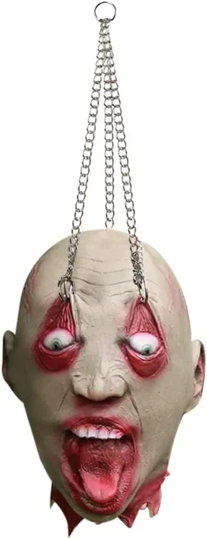 Cafele Halloween Cut Off Head Prop with wig Bloody Creepy Scary Zombie Latex Hanging Severed Head Halloween Party Cosplay