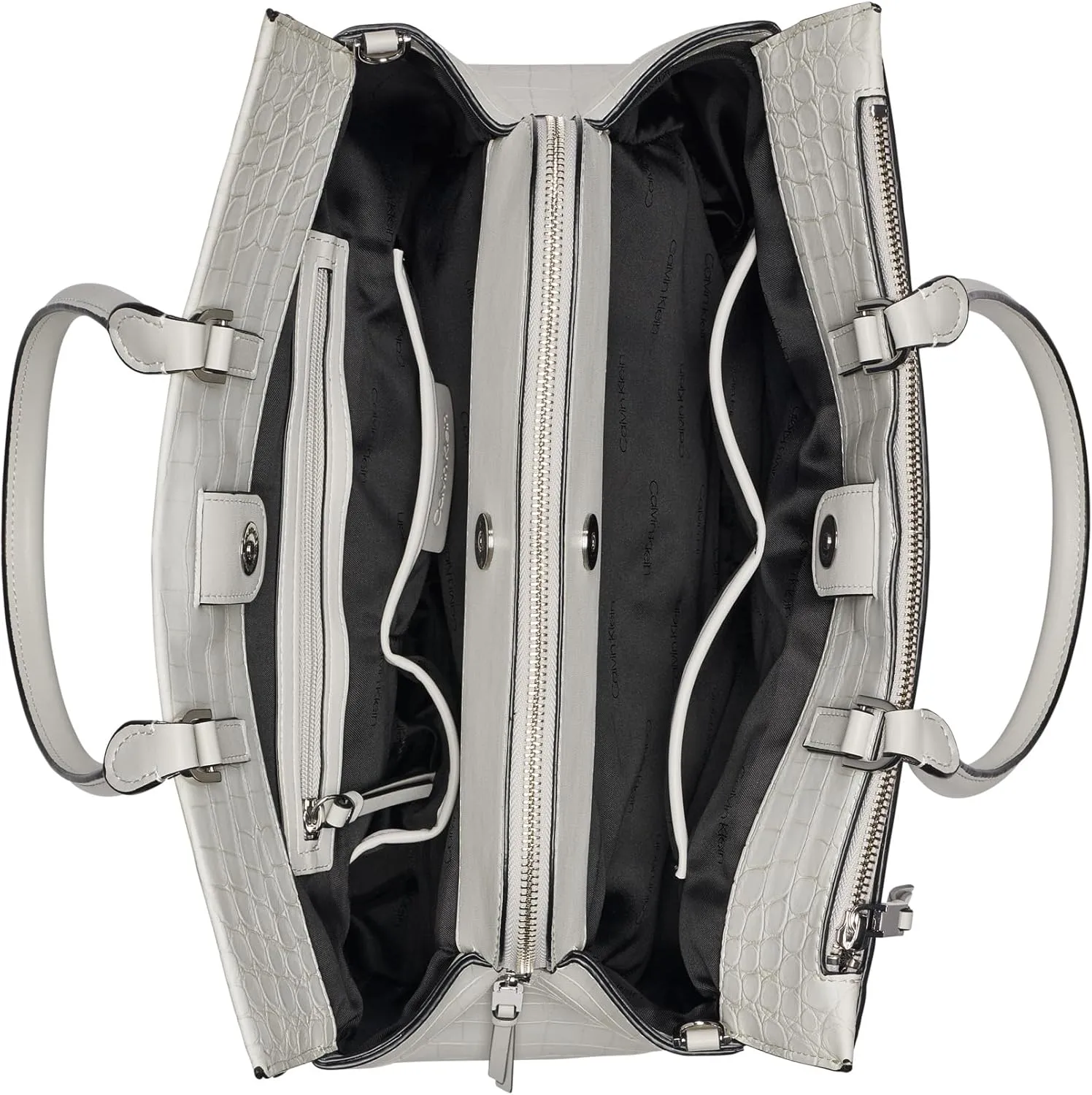 Calvin Klein Becky Tote Bag – 2 in 1, Vegan Leather, Monogram, 3 Pockets