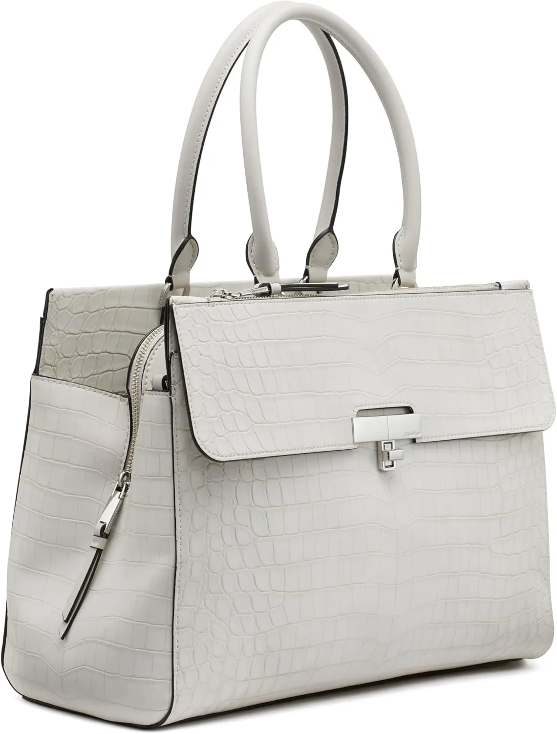 Calvin Klein Becky Tote Bag – 2 in 1, Vegan Leather, Monogram, 3 Pockets