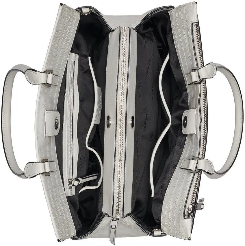 Calvin Klein Becky Tote Bag – 2 in 1, Vegan Leather, Monogram, 3 Pockets