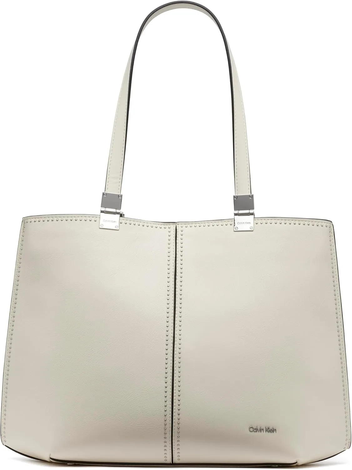 Calvin Klein Granite Geometric Tote Bag – Vegan Leather, Monogram, 3 Pockets