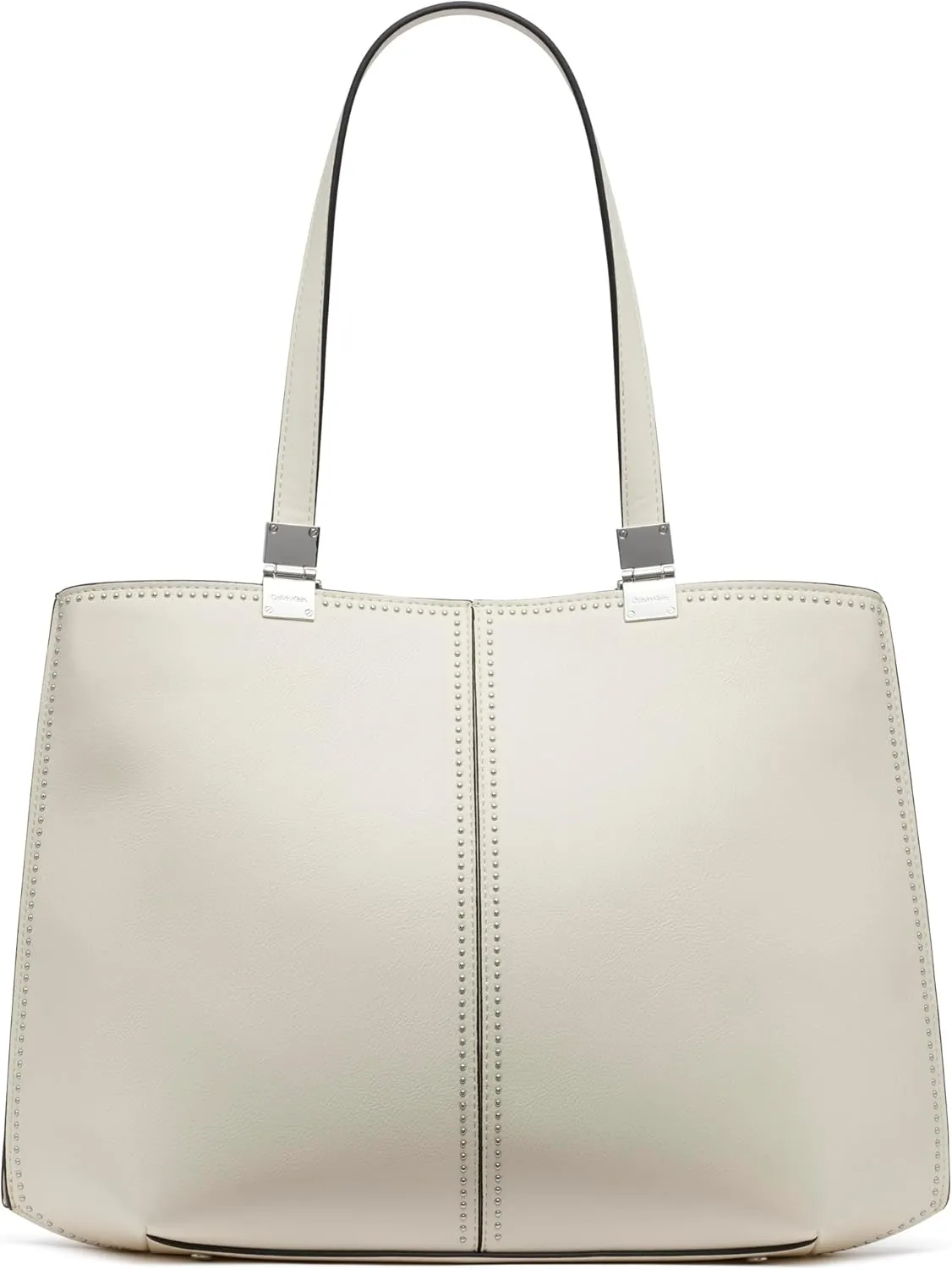 Calvin Klein Granite Geometric Tote Bag – Vegan Leather, Monogram, 3 Pockets