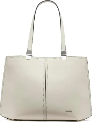 Calvin Klein Granite Geometric Tote Bag – Vegan Leather, Monogram, 3 Pockets