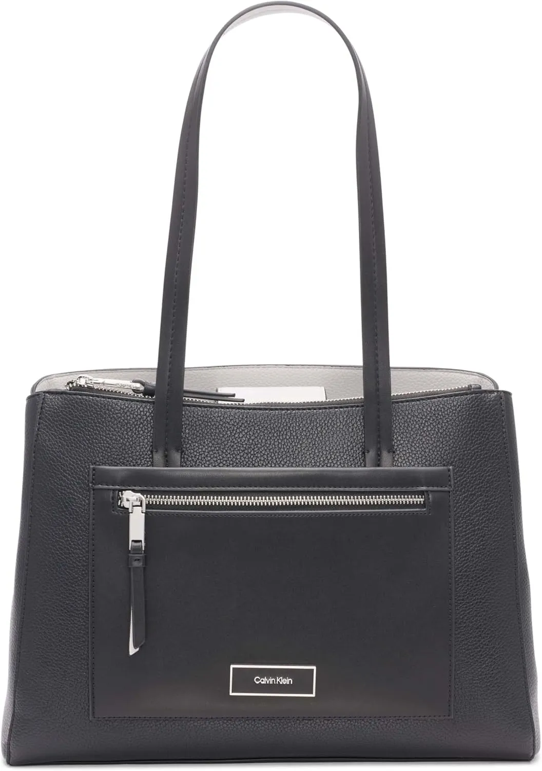 Calvin Klein Women's Hadley Tote Bag – 2 in 1, Vegan Leather, 5 Pockets