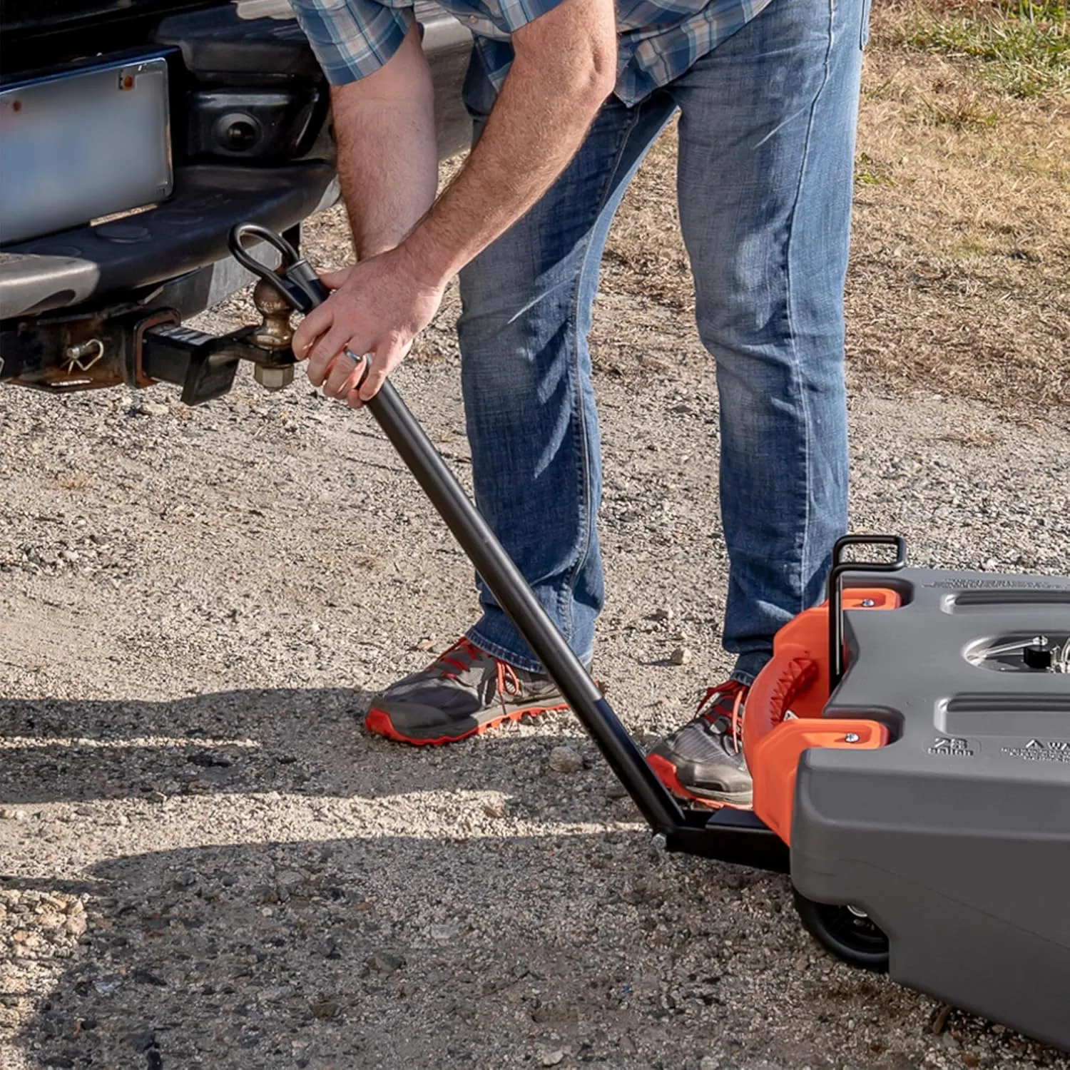 Camco Rhino Steerable Wheel Kit for 28 & 36-Gallon Rhino RV Tote Tanks - Features No-Flat Front Steerable Wheels, 24" Tow Bar & More RV Accessories (39011)