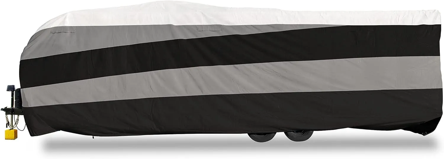 Camco ULTRAGuard Supreme 15-18-Ft Travel Trailer/RV Cover - Zipper Entry Doors & Covered Air Vents - Crafted of Polypropylene & Dupont Tyvek - Storage Bag for RV Storage and Organization (56122)
