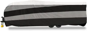 Camco ULTRAGuard Supreme RV Cover | Toy Hauler Trailer Up to 20-Ft | Zipper Entry Doors & Covered Air Vents | Made of Polypropylene & DuPont Tyvek | Storage Bag for RV Storage and Organization (56156)