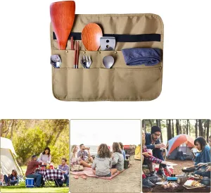 Camping Tableware Storage Bag Picnic Cutlery Organizer Bag Cooking Utensils Hanging Bag