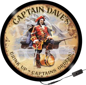 Captain Morgan Indoor LED Sign, Light Up Up Whiskey Bar Signs, Ultra-Thin LED Light Up Pirate Bar Wall Sign 23 Inch Round