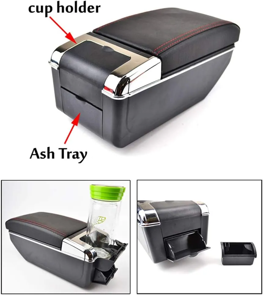 Car Center Console Armrest Box Compatible with Lada XRay Auto Leather Car Interior Parts Double-Layers Armrests Storage with 7 USB