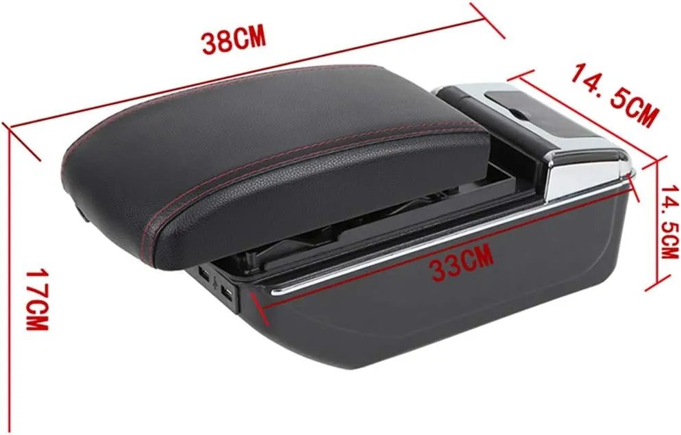 Car Center Console Armrest Box Compatible with Lada XRay Auto Leather Car Interior Parts Double-Layers Armrests Storage with 7 USB