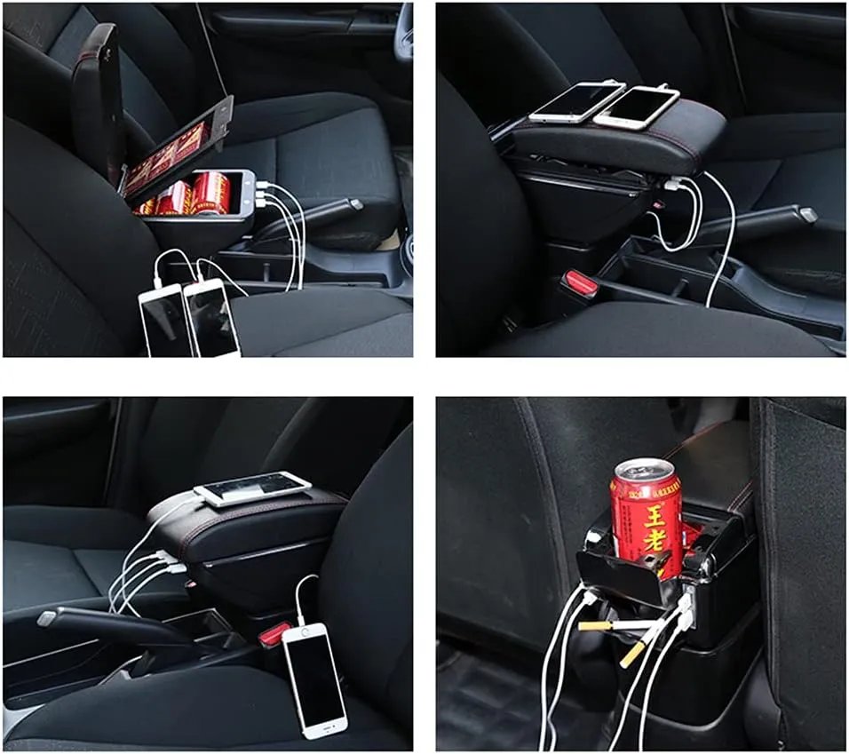 Car Center Console Armrest Box Compatible with Lada XRay Auto Leather Car Interior Parts Double-Layers Armrests Storage with 7 USB