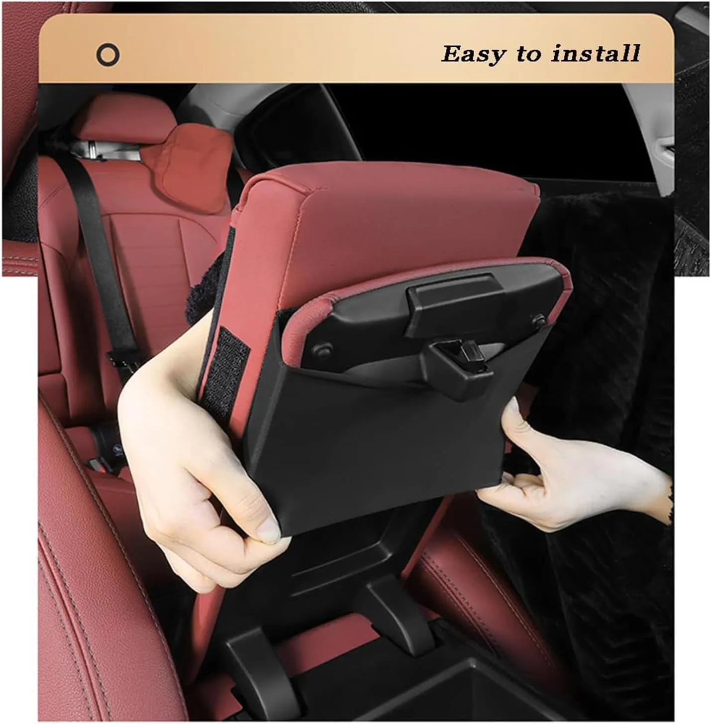 Car Center Console Armrest Cover for Buick Cascada Enclave Encore Envision Excelle GL6 GL8 Lacrosse Regal, PU Leather Armrest Seat Box Cover Protector, Car Armrest Box Pad,C Red