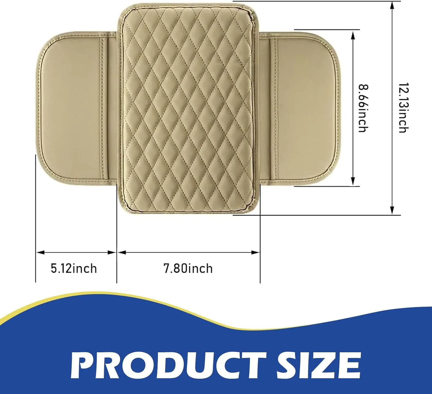 Car Center Console Cover, Car Arm Rest Cover with Side Storage Bags, 7.8In x 12.1In Universal for Most Cars, Trucks and Vans (Beige)