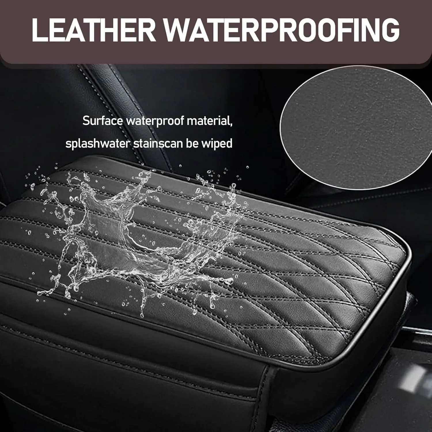 Car Center Console Cover, Leather Car Armrest Cover Cushion with 2 Storage Bags, Memory Foam Slow Rebound Pressure Relief Comfort Support Pad, Universal for Most Cars, Trucks, SUVs (Balck)