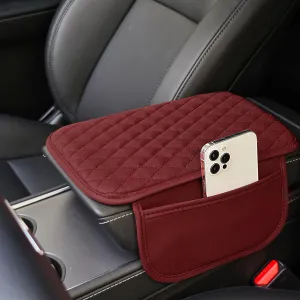 Car Center Console Cover,Microfiber Leather Car Armrest Cover Cushion with Storage Bags, Universal Car Armrest Storage Box Car Interior Accessories for Most Vehicles, Red