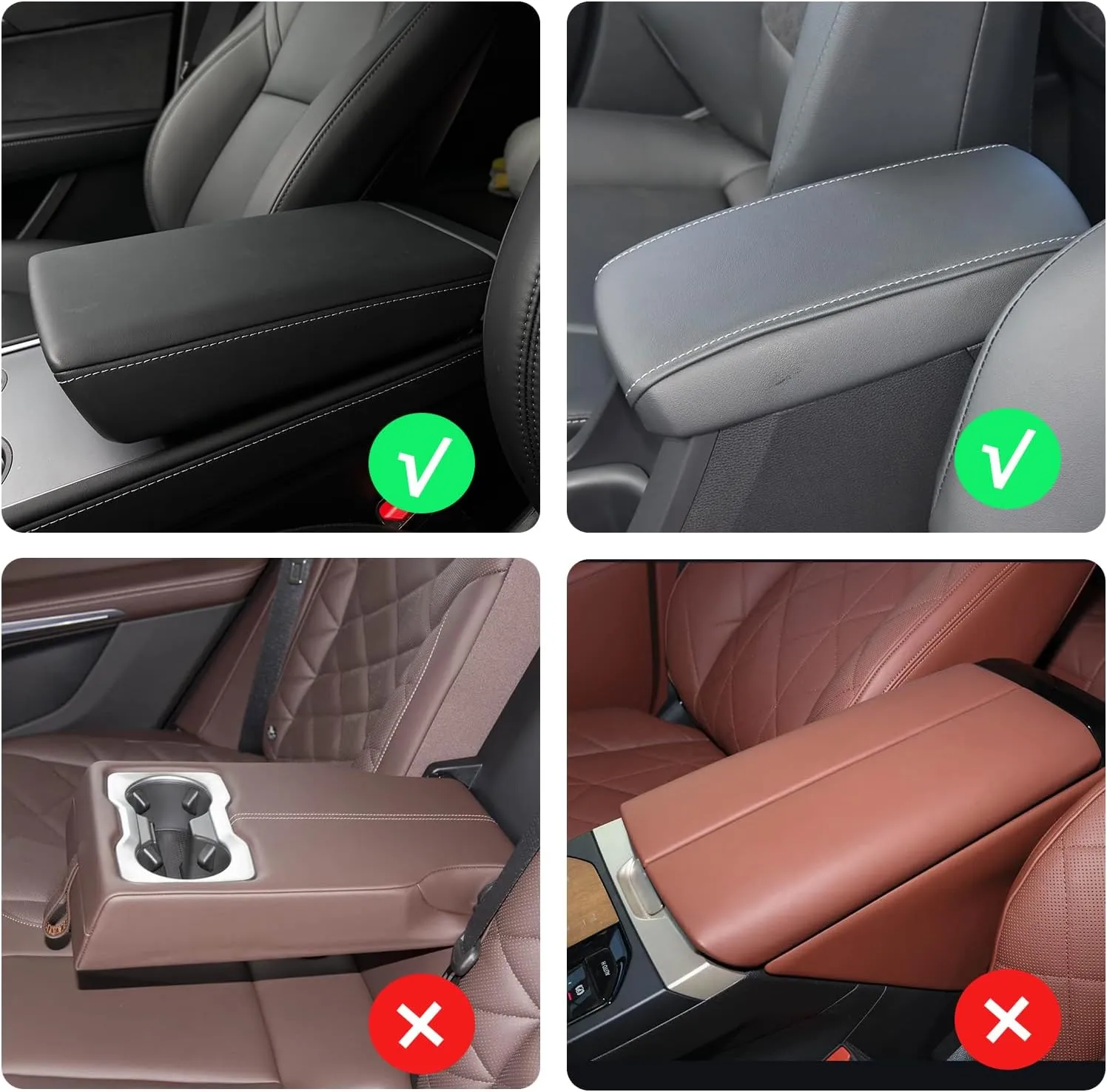 Car Center Console Cover,Microfiber Leather Car Armrest Cover Cushion with Storage Bags, Universal Car Armrest Storage Box Car Interior Accessories for Most Vehicles, Red