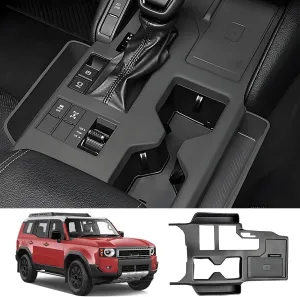 Car Center Console Organizer for Toyota Land Cruiser 2024 2025 Auto Interior Accessories Central Control Storage Panel Decoration Protection Cover Seat Middle Tray Frame Bag Trim Accessory