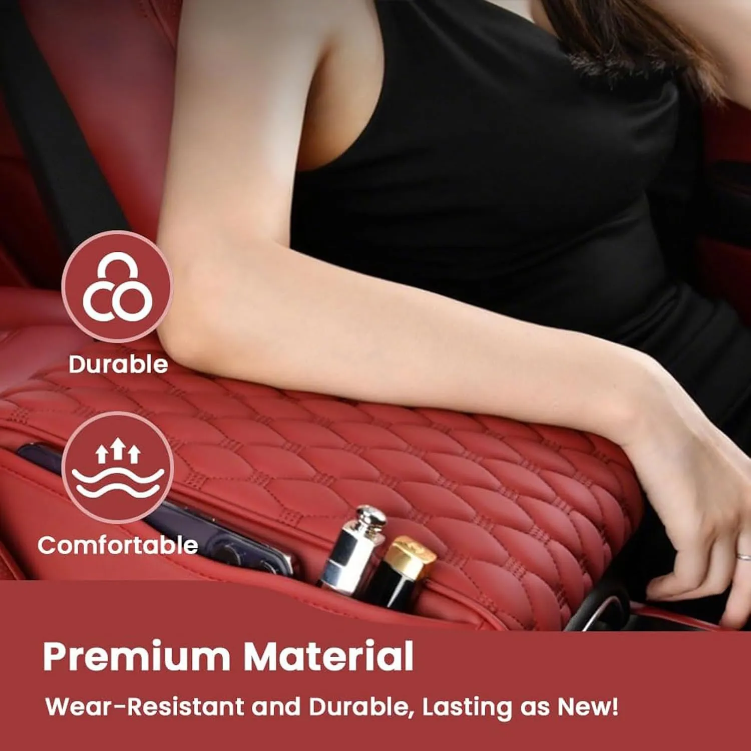 Car Center Console Pad for Kia Proceed 2018 2019 2020 2021 2022 2023 2024 2025, Leather Center Console Armrest Protector Cover with 2 Storage Bags, Car Accessories,Beige