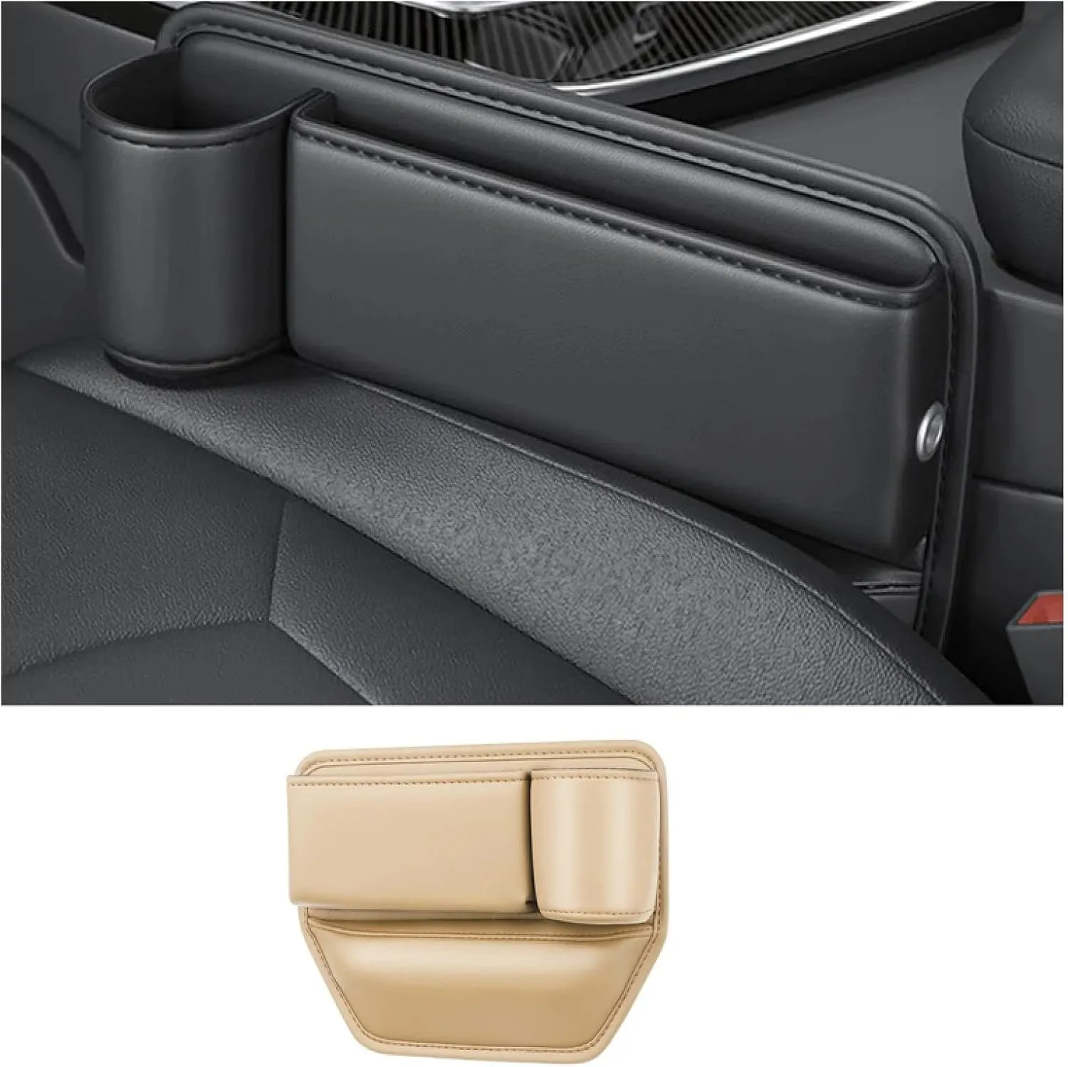 Car Leather Cup Holder Bag for D&odge Grand Caravan 2008-2009 Car Crevice Storage Box Car Clearance Bag with Cup Holder Car Accessories
