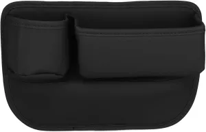 Car Seat Filler Storage Bag with Phone and Cup Holder Multifunctional PU Leather Side Seat Crevice Organizer Black