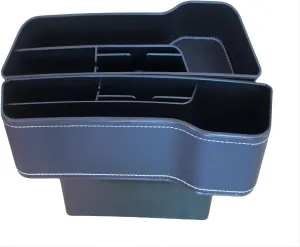 Car Seat Gap Filler Organizer Bag,Car Console Side Storage Box with Cup Holder,Car Interior Organizer Holder Storage Box Organizer Bags, Large, Black-2pcs