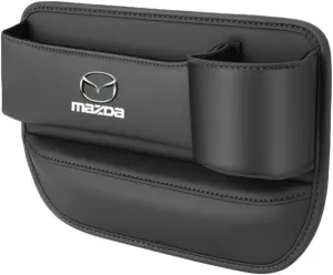 Car Seat Gap Filler Organizer for Mazda Biante 2008-2018, Multifunctional Car Seat Organizer PU Leather Car Console Side Storage Box for Phone,Sunglasses,Car Accessories,B-Black